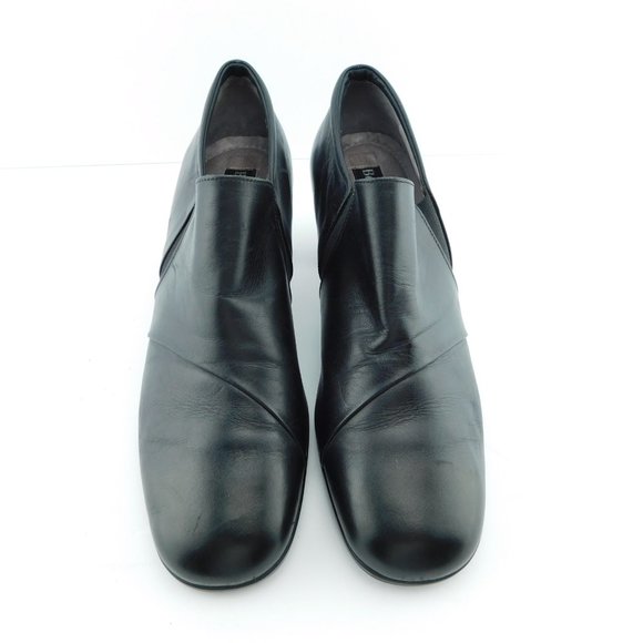 BEAUTIFEEL Black Leather Block Heel Slip-on Pumps 40 - Picture 3 of 9